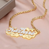 Custom Heart Nameplate Necklace 3D Pendant Hip-Hop Style Stainless Steel