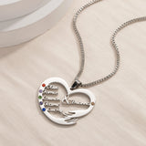 Personalized Heart Necklace With Birthstone Child Name Birthstone Pendant