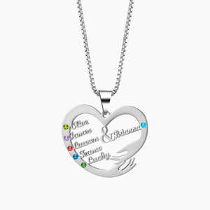 Personalized Heart Necklace With Birthstone Child Name Birthstone Pendant