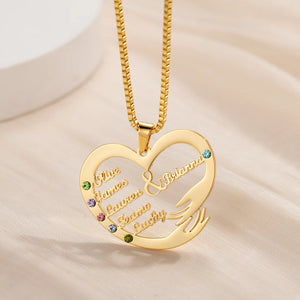 Personalized Heart Necklace With Birthstone Child Name Birthstone Pendant