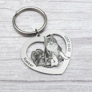 Personalized Heart Photo Keychain Picture Keychain Cat Keyring Birthday Gift