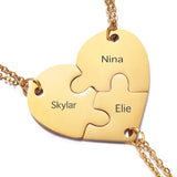 Personalized Heart Puzzle Necklace Engraved Sister Family Gift