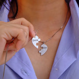 Personalized Heart Puzzle Necklace Engraved Sister Family Gift
