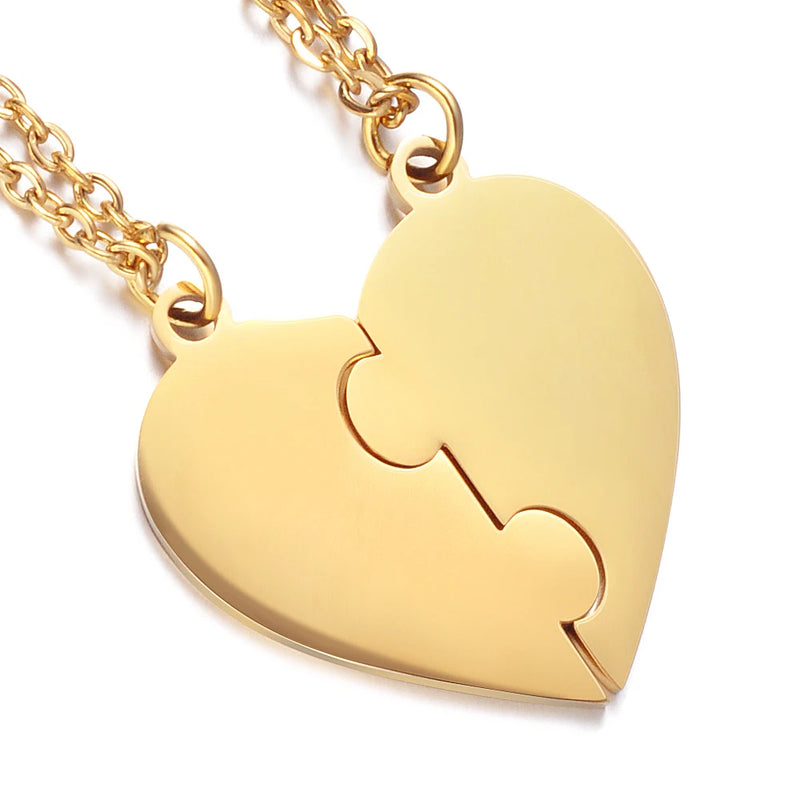 Personalized Heart Puzzle Necklace Engraved Sister Family Gift