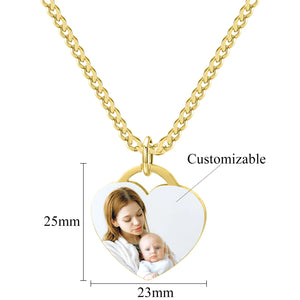 Heart Shaped Photo Pendant Stainless Steel Couples Necklace