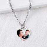 Heart Shaped Photo Pendant Stainless Steel Couples Necklace