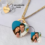 Heart Shaped Photo Pendant Stainless Steel Couples Necklace