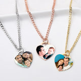 Heart Shaped Photo Pendant Stainless Steel Couples Necklace