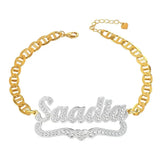 Personalized Heart Two Tone Name Bracelet Gold-plated Stainless Steel