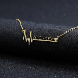 Personalized Heartbeat Name Necklace 18K Nameplated Rose Jewelry Gift