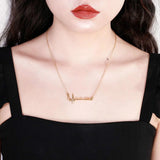 Personalized Heartbeat Name Necklace 18K Nameplated Rose Jewelry Gift