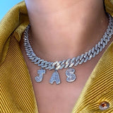 Custom Hiphop Letter Name Cuban Link Chain Necklace