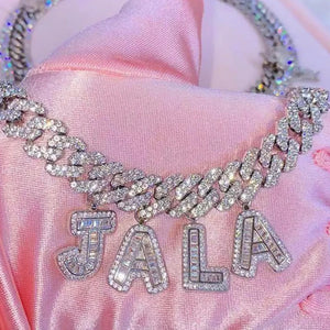 Custom Hiphop Letter Name Cuban Link Chain Necklace