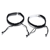 His and Her Couple Bracelets Hollow Heart Stainless Steel ID Rope Chain