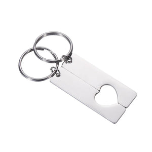 Custom Hollow Heart Keychain Engraved Couples Keyring