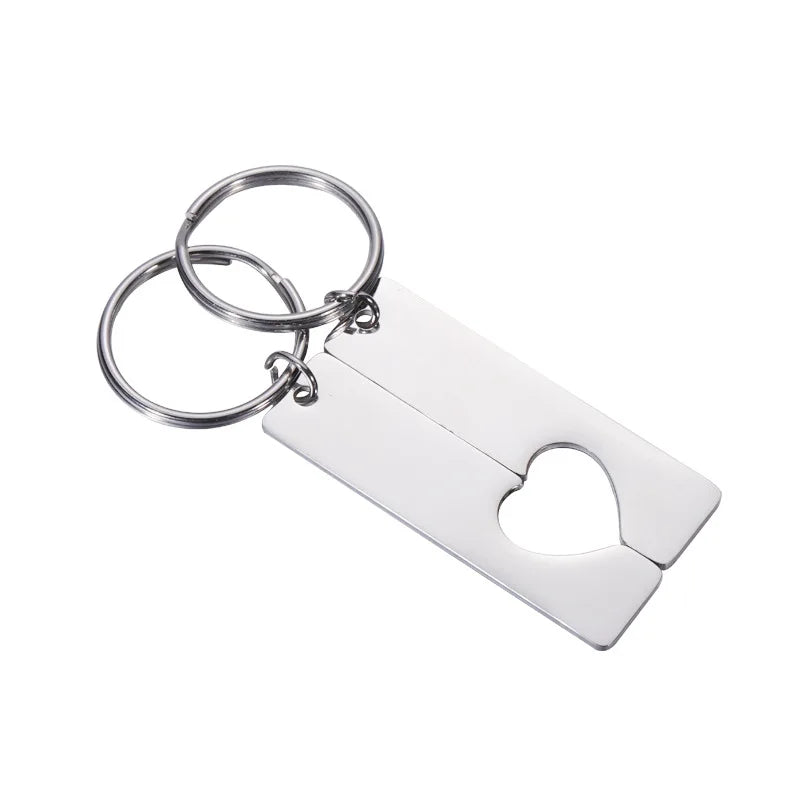 Custom Hollow Heart Keychain Engraved Couples Keyring