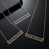 Custom Hollow Name Necklaces Roman Numeral Date Letters Necklace