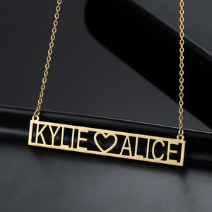 Custom Hollow Name Necklaces Roman Numeral Date Letters Necklace