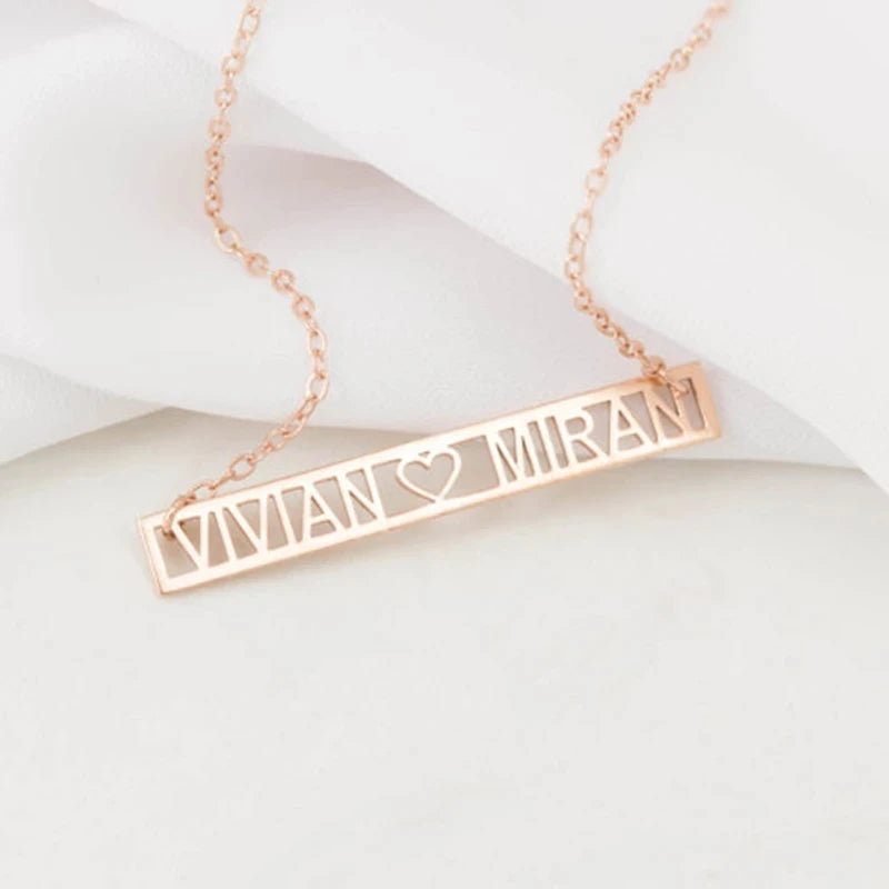 Custom Hollow Name Necklace Personalized Pendant Silver Plated Jewelry
