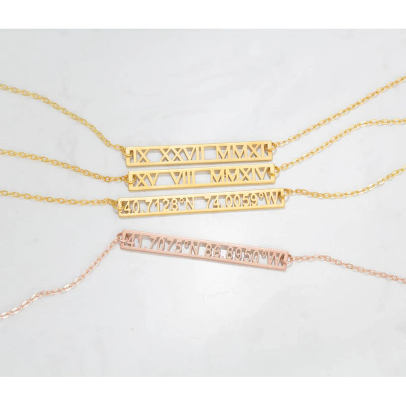 Personalized Hollow Rectangle Name Number Necklace