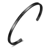 Engrave Name ID Cuff Bracelet - Stainless Steel Silver Bangle