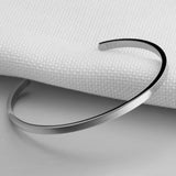Engrave Name ID Cuff Bracelet - Stainless Steel Silver Bangle