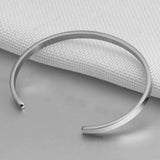Engrave Name ID Cuff Bracelet - Stainless Steel Silver Bangle