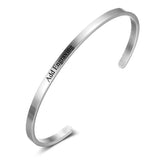 Engrave Name ID Cuff Bracelet - Stainless Steel Silver Bangle