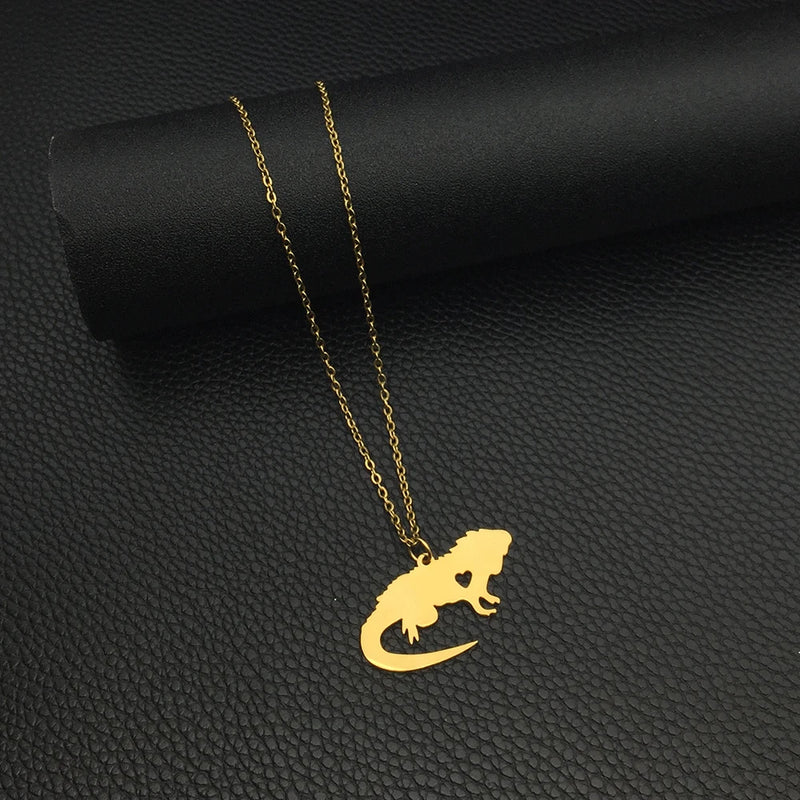 Personalized Iguana Necklace Lizard Charm Reptile Gift