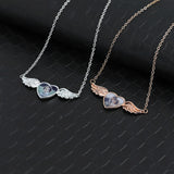 Custom Copper Angel Wing Heart Pendant with Engraved Text and Photo