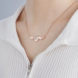 Custom Copper Angel Wing Heart Pendant with Engraved Text and Photo
