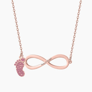 Personalized Infinity Laser Engraved Name Date Pendant Necklace for Women