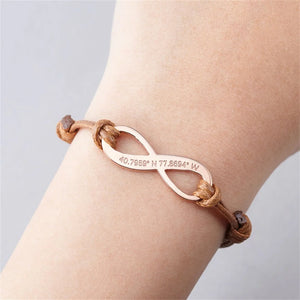 Custom Infinity Pendant Bracelet with Engraving