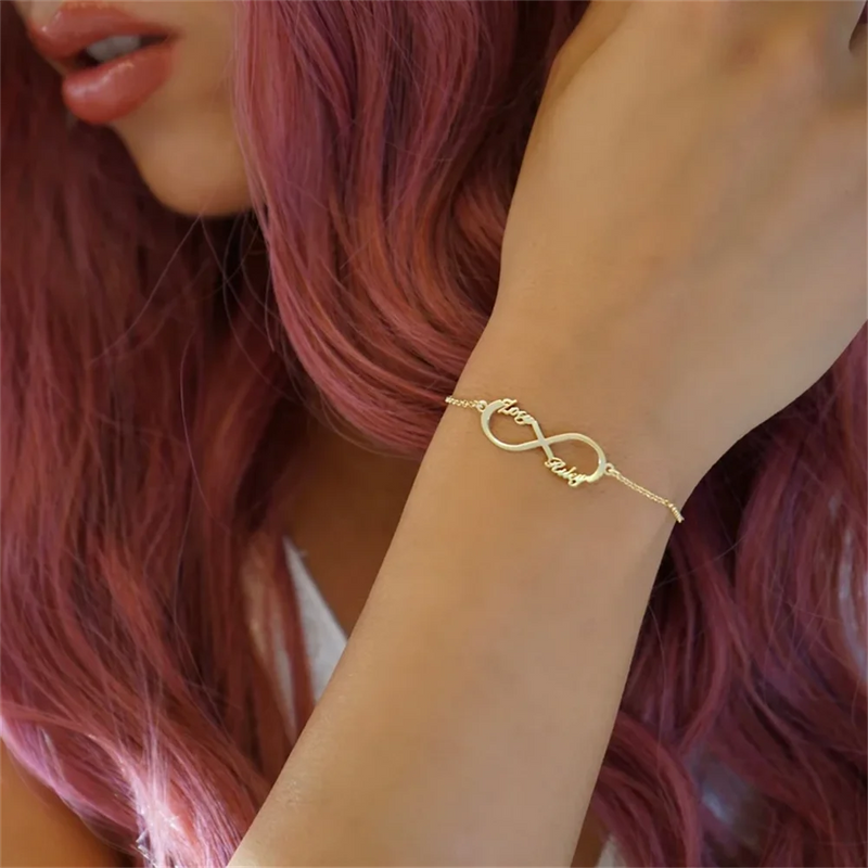 Personalized Infinity Pendant Bracelet Name Bracelet Couple Nameplate Bracelets