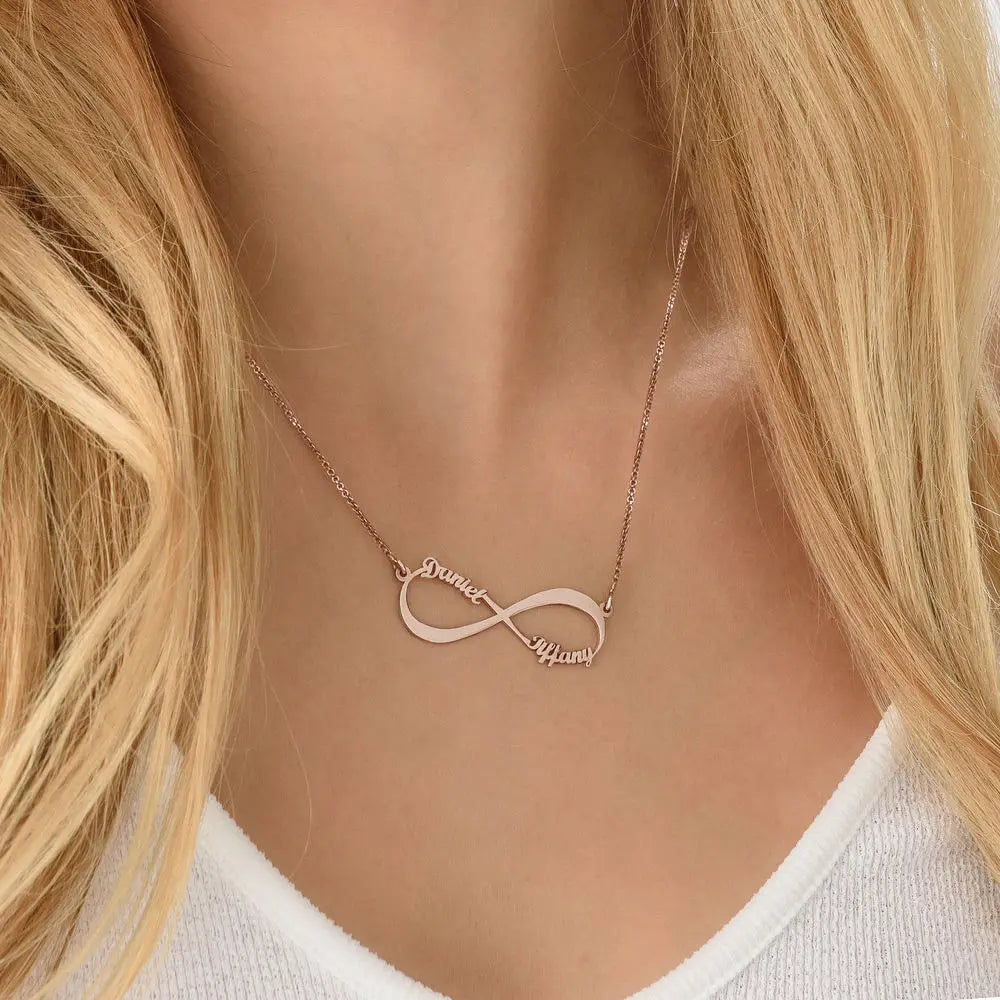 Personalized Infinity Necklace with Multiple Names Stainless Steel Pendant