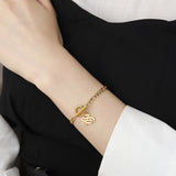 Personalized Initial Bracelet Old English Letter Stainless Steel Bangle