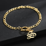 Personalized Initial Bracelet Old English Letter Stainless Steel Bangle