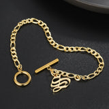 Personalized Initial Bracelet Old English Letter Stainless Steel Bangle