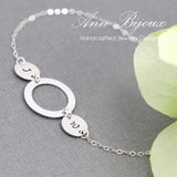 Personalized Initial Chain Link Bracelet, Hand Stamped Family Initial Bracelet