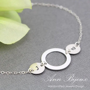 Personalized Initial Chain Link Bracelet, Hand Stamped Family Initial Bracelet