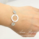 Personalized Initial Chain Link Bracelet, Hand Stamped Family Initial Bracelet