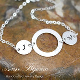 Personalized Initial Chain Link Bracelet, Hand Stamped Family Initial Bracelet