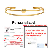 Personalized Initial Heart Bangle, Letter Cuff Bracelet, Engraving Jewelry