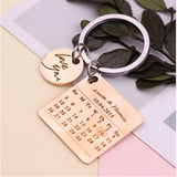 Personalized Initial Letter Calendar Keychain Birthday Date Key ring