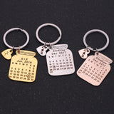 Personalized Initial Letter Calendar Keychain Birthday Date Key ring