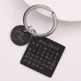 Personalized Initial Letter Calendar Keychain Birthday Date Key ring