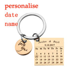 Personalized Initial Letter Calendar Keychain Birthday Date Key ring