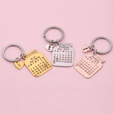 Personalized Initial Letter Calendar Keychain Birthday Date Key ring