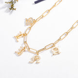 Custom Initial Letter Choker Necklace with Old English Name Plate