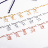Custom Initial Letter Choker Necklace with Old English Name Plate